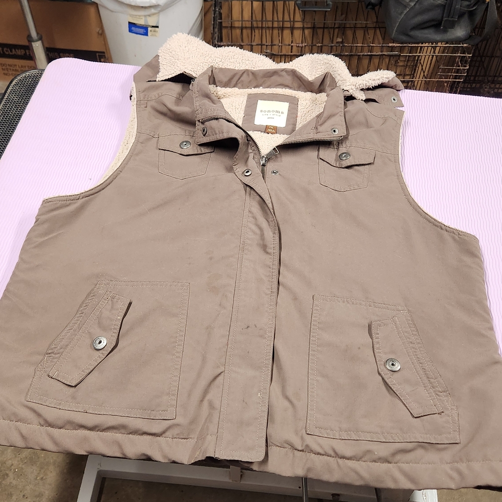 Sonoma Taupe Sherpa Vest for Women